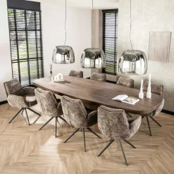 Fauteuil de table pivotant en tissu chenille taupe (x2) TAJ