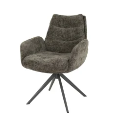 Fauteuil de table pivotant en velours taupe (lot de 2) TAJ