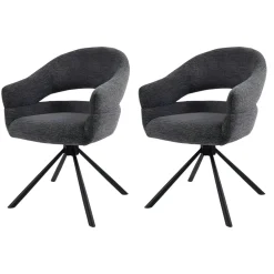 Fauteuil de table pivotant grisà dos ouvert (lot de 2) IENA