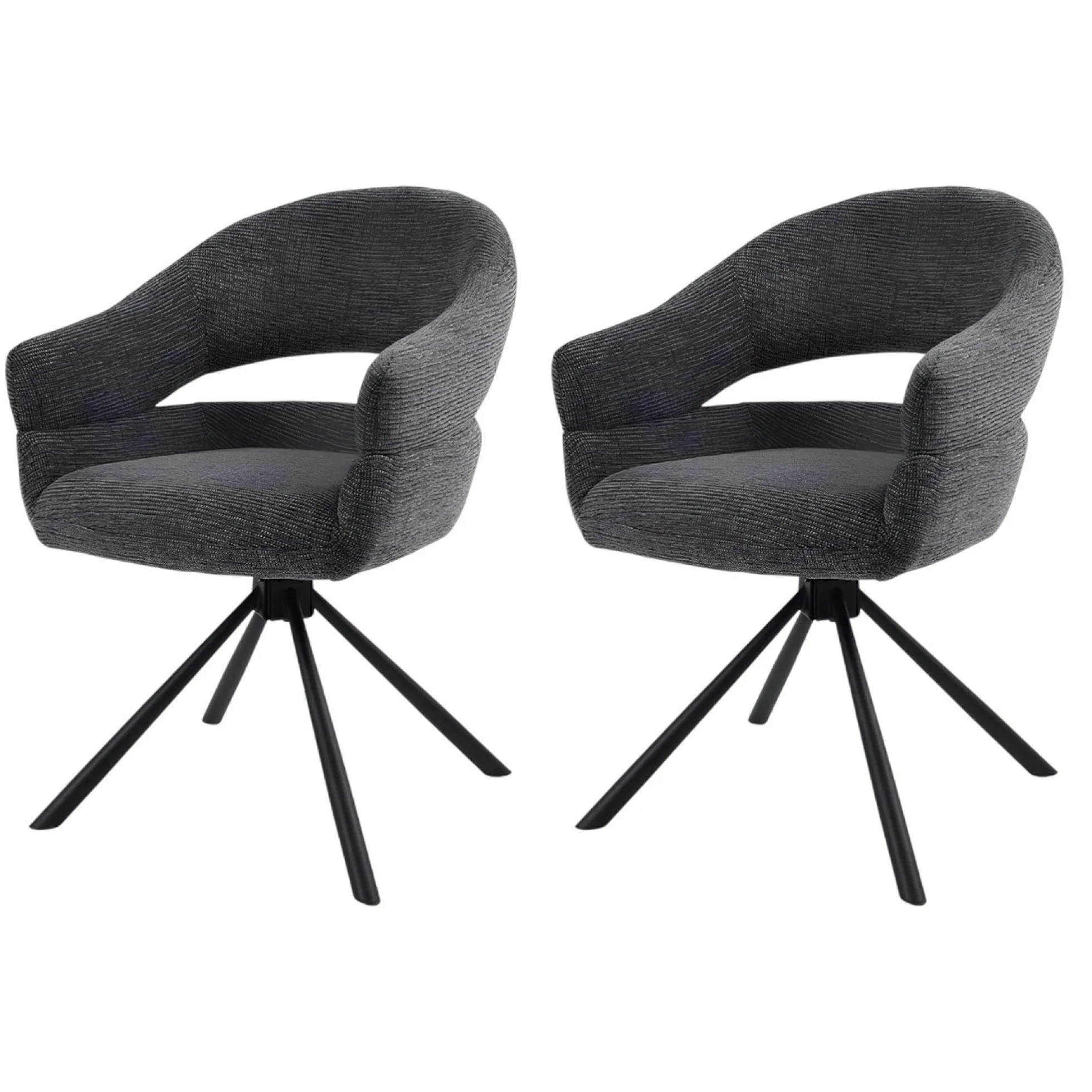 Fauteuil de table pivotant grisà dos ouvert (lot de 2) IENA