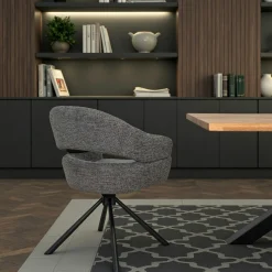 Fauteuil de table pivotant grisà dos ouvert (lot de 2) IENA