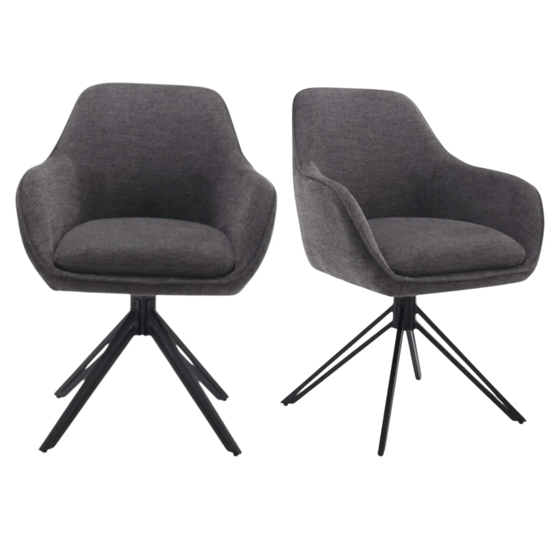 Fauteuil de table pivotant gris foncé à poignée (lot de 2) CORTINA