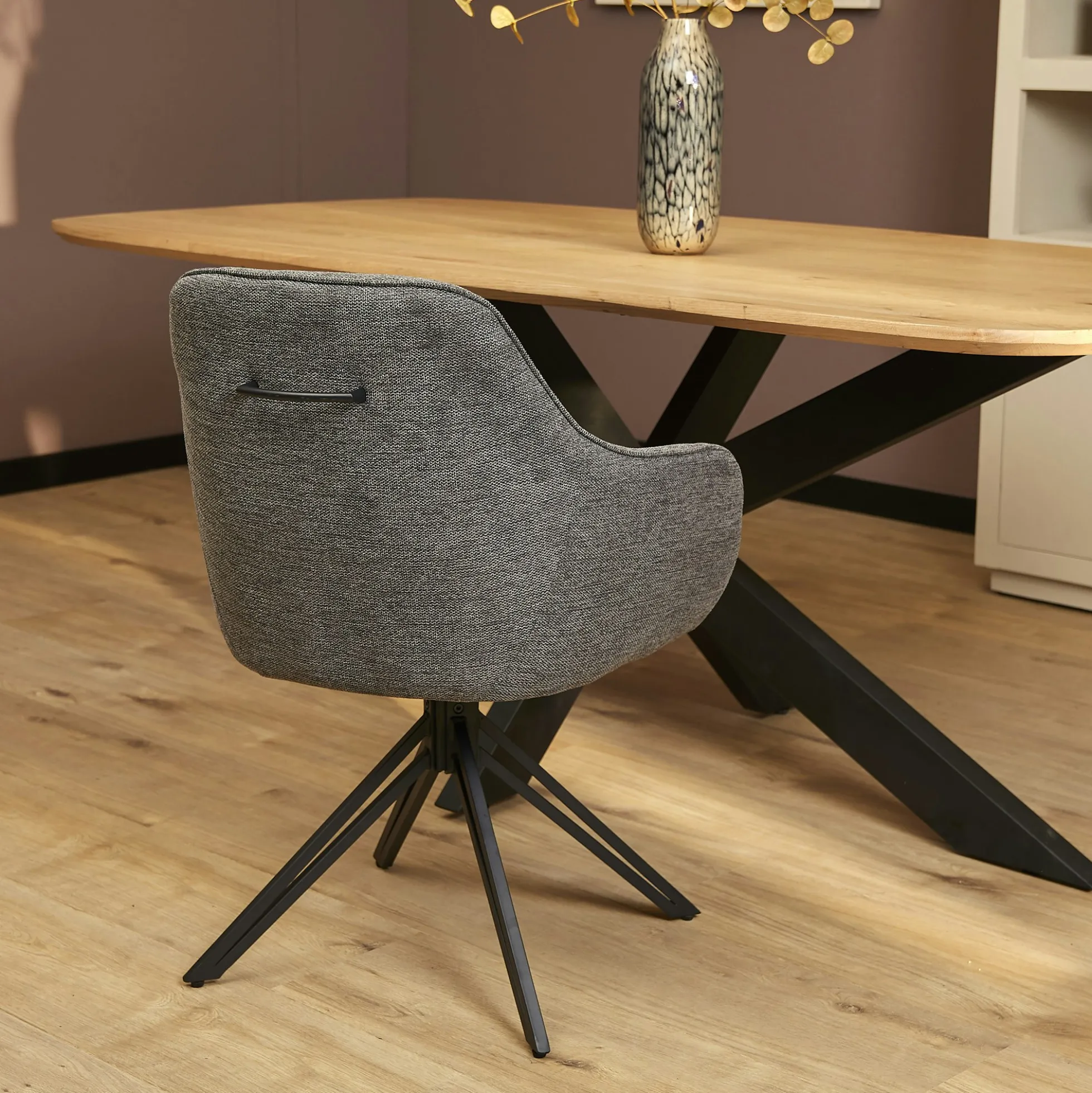 Fauteuil de table pivotant gris foncé à poignée (lot de 2) CORTINA