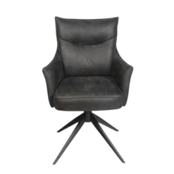 Fauteuil de table pivotant gris foncé à poignée (lot de 2) LOMBARDIE