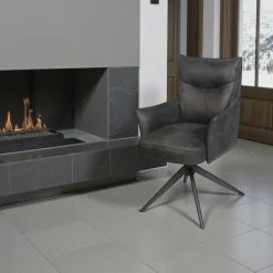 Fauteuil de table pivotant gris foncé à poignée (lot de 2) LOMBARDIE