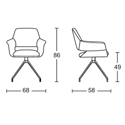 Fauteuil de table pivotant marron pieds bronze (x2) AUREN