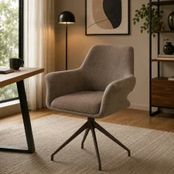 Fauteuil de table pivotant marron pieds bronze (x2) AUREN