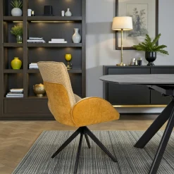 Fauteuil de table pivotant moutarde, bi-matière (lot de 2) AGADE