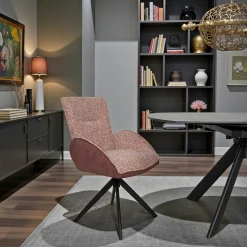 Fauteuil de table pivotant prune, bi-matière (lot de 2) AGADE