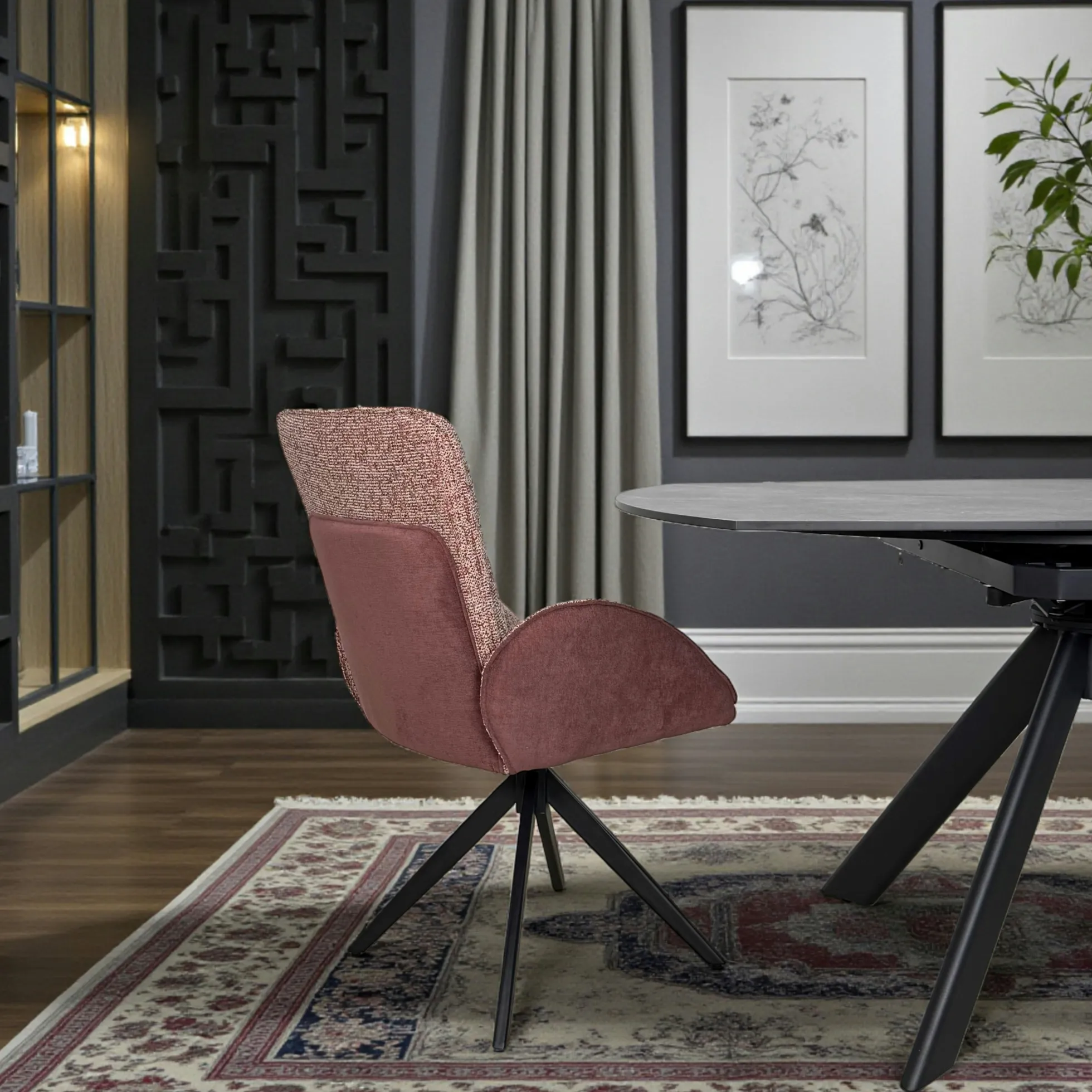 Fauteuil de table pivotant prune, bi-matière (lot de 2) AGADE