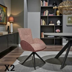 Fauteuil de table pivotant prune, bi-matière (lot de 2) AGADE