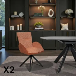Fauteuil de table pivotant rouille, bi-matière (lot de 2) AGADE