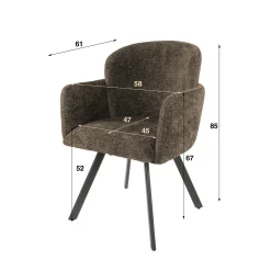 Fauteuil de table pivotant taupe texturé (lot de 2) CREEK