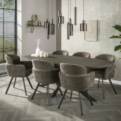 Fauteuil de table pivotant taupe texturé (lot de 2) CREEK