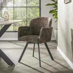 Fauteuil de table pivotant taupe texturé (lot de 2) CREEK