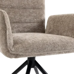 Fauteuil de table pivotant taupe en tissu texturé (x2) RIVANO