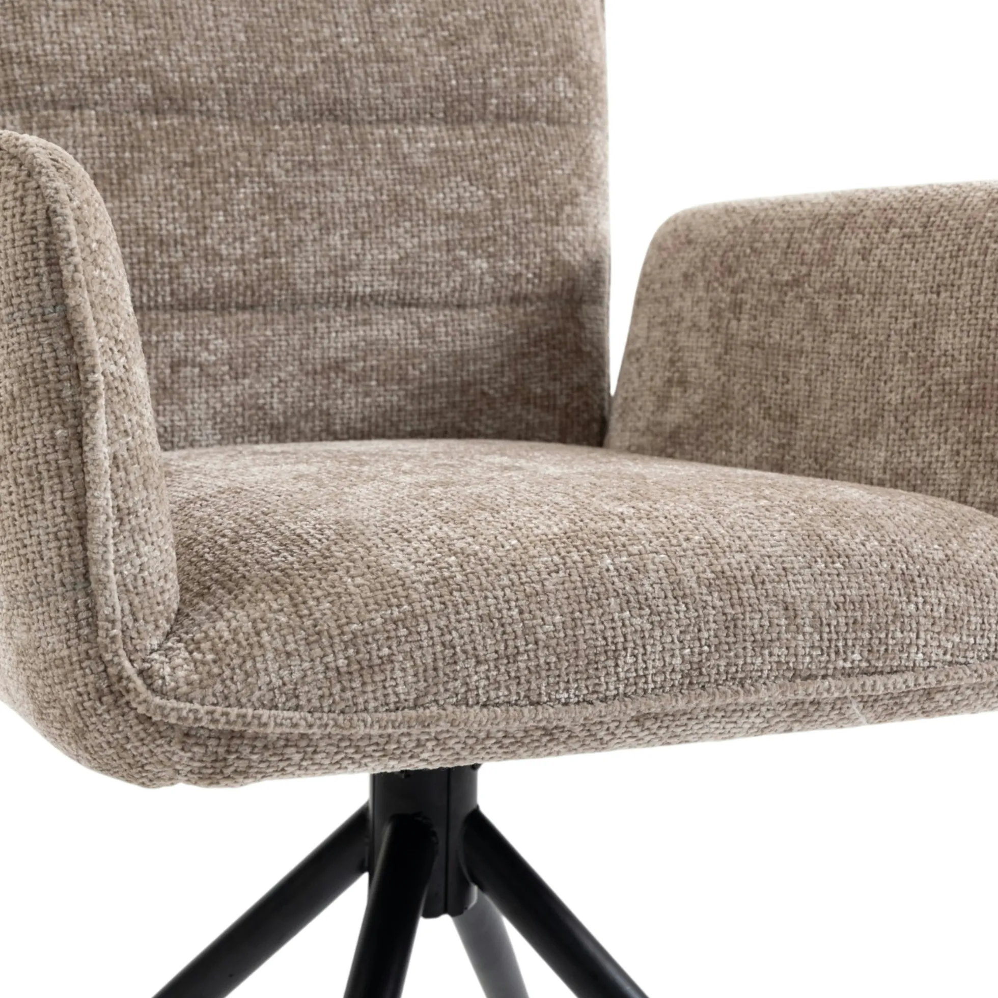 Fauteuil de table pivotant taupe en tissu texturé (x2) RIVANO