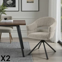 Fauteuil de table pivotant taupe à dos ouvert (lot de 2) IENA