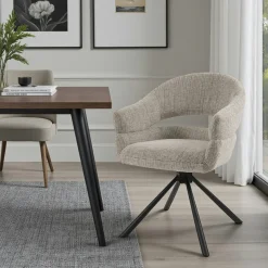 Fauteuil de table pivotant taupe à dos ouvert (lot de 2) IENA