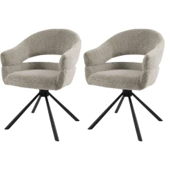 Fauteuil de table pivotant taupe à dos ouvert (lot de 2) IENA