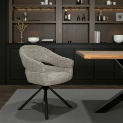 Fauteuil de table pivotant taupe à dos ouvert (lot de 2) IENA