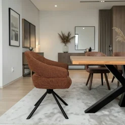 Fauteuil de table pivotant terracotta à dos ouvert (lot de 2) IENA