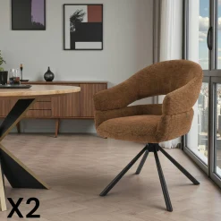 Fauteuil de table pivotant terracotta à dos ouvert (lot de 2) IENA