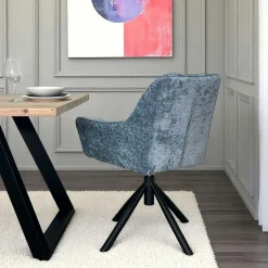 Fauteuil de table pivotant tissu bleu (lot de 2) IENA