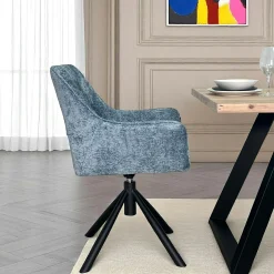 Fauteuil de table pivotant tissu bleu (lot de 2) IENA