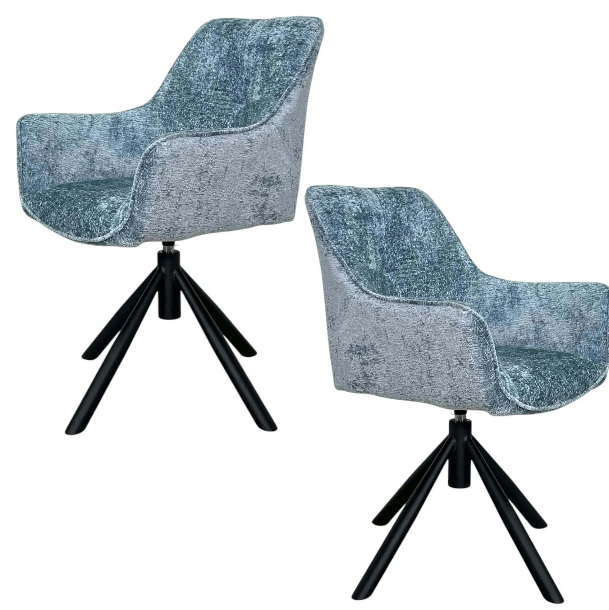 Fauteuil de table pivotant tissu bleu (lot de 2) IENA