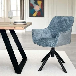 Fauteuil de table pivotant tissu bleu (lot de 2) IENA