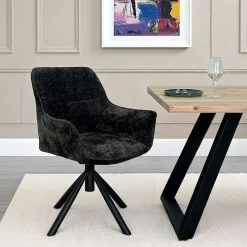 Fauteuil de table pivotant tissu noir (lot de 2) IENA