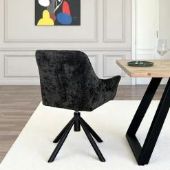 Fauteuil de table pivotant tissu noir (lot de 2) IENA