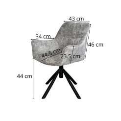 Fauteuil de table pivotant tissu noir (lot de 2) IENA