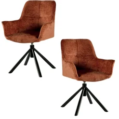 Fauteuil de table pivotant tissu terracotta (lot de 2) IENA