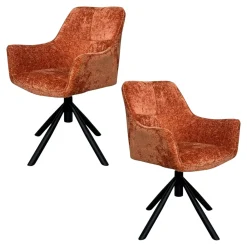 Fauteuil de table pivotant tissu terracotta (lot de 2) IENA