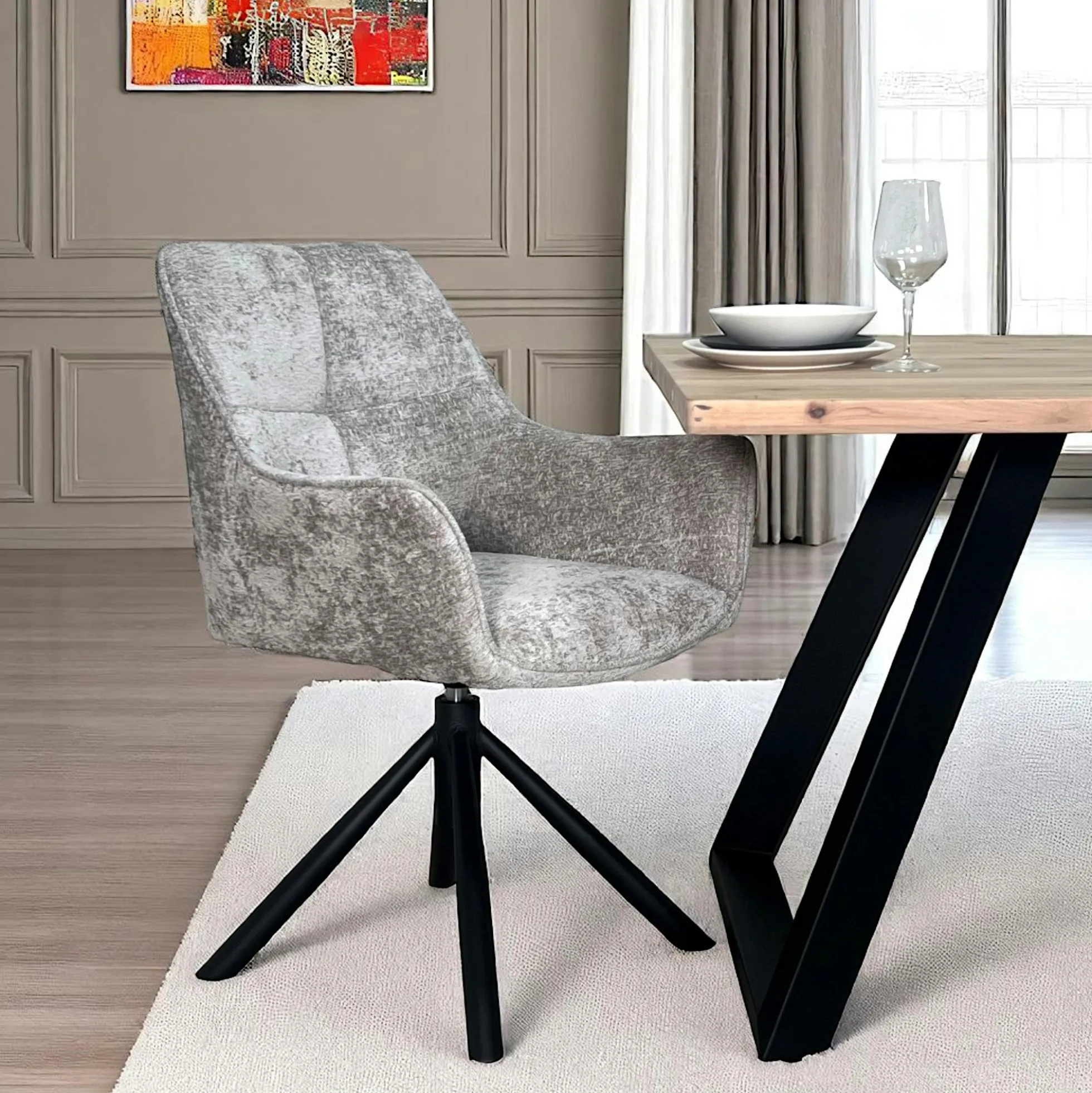 Fauteuil de table pivotant tissu gris (lot de 2) IENA