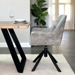 Fauteuil de table pivotant tissu gris (lot de 2) IENA