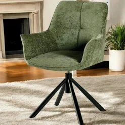 Fauteuil de table pivotant tissu vert (lot de 2) IENA