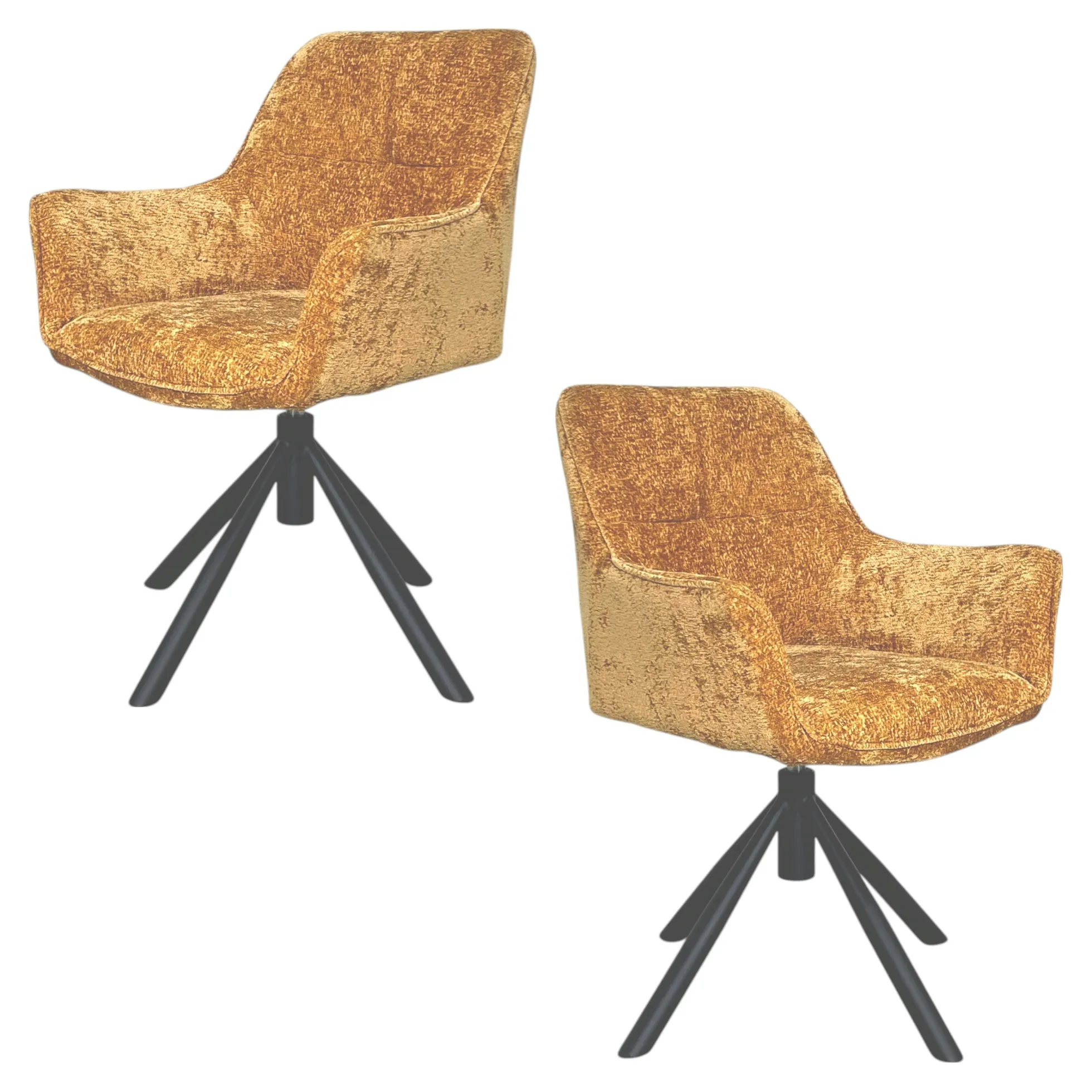 Fauteuil de table pivotant tissu moutarde (lot de 2) IENA