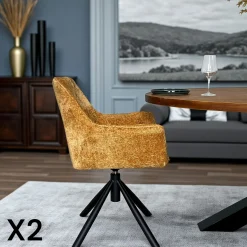 Fauteuil de table pivotant tissu moutarde (lot de 2) IENA