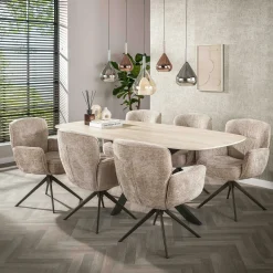 Fauteuil de table pivotant tissu chenille sable (x2) ASCOLI