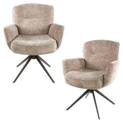 Fauteuil de table pivotant tissu chenille sable (x2) ASCOLI