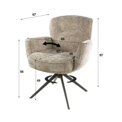 Fauteuil de table pivotant tissu chenille sable (x2) ASCOLI