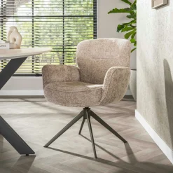 Fauteuil de table pivotant tissu chenille sable (x2) ASCOLI