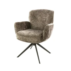 Fauteuil de table pivotant tissu chenille brun chaud (x2) ASCOLI