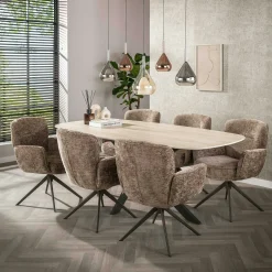 Fauteuil de table pivotant tissu chenille brun chaud (x2) ASCOLI