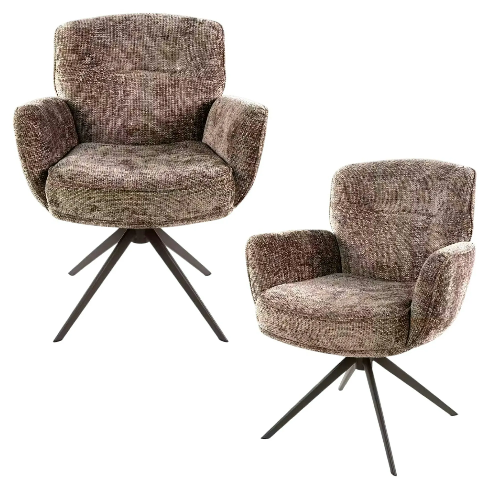 Fauteuil de table pivotant tissu chenille brun chaud (x2) ASCOLI