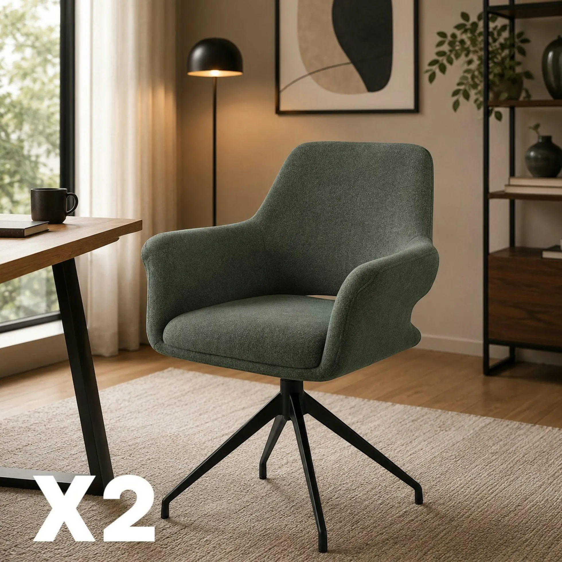 Fauteuil de table pivotant vert (x2) AUREN