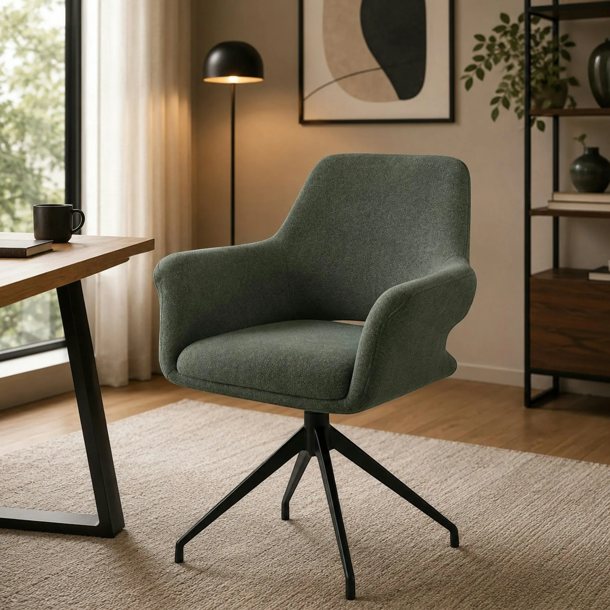 Fauteuil de table pivotant vert (x2) AUREN